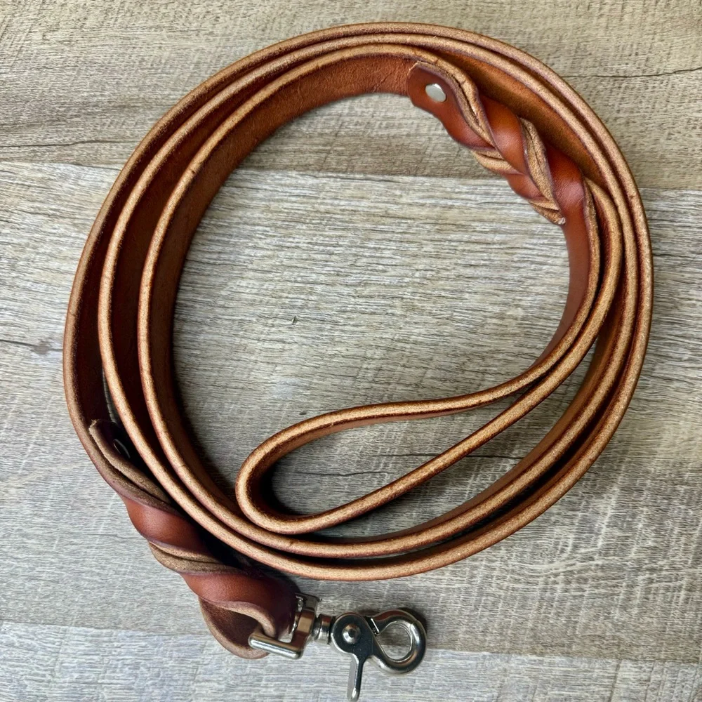 Handmade Leather Pet Leash 1”width 70”length Whicket and Craig English Bridle - Picture 2 of 11
